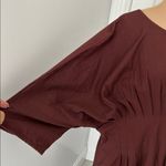 SeamsFriendly Cotton Flax Ankle Length Pleated Flared Dress Brown Size undefined Photo 9