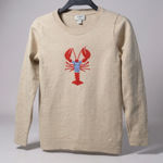 J.Crew Teddie Cream Lobster Graphic Crewneck Sweater XS Tan Photo 0