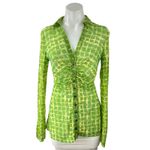 Free People  Lucky Shirtee Green Window Pane Long Sleeve Button Up Shirt Top Sz M Photo 1