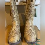 New ROPER Women's Kennedy Mid Calf Boot Tan Faux Leather Glitter Underlay Size 8 Gold Photo 7