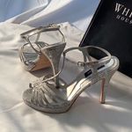 White House | Black Market Snake Skin Print Open Toe High Heels WORN ONCE W/BOX Photo 0
