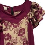 Rim vintage Hawaiian burgundy and beige ruffled dress size 12 Photo 7