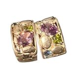 Sterling Silver Authentic Multigem 925  Brilliantly Handcrafted Earrings Huggies Photo 6