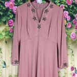 VINTAGE Pink Rhinestone Beaded Maxi Dress Size 14 Photo 2
