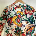 Tory Burch  Women's Shirt Sz 0 Floral Cotton‎ Bell Sleeve Boho  Clear Sequin Photo 1
