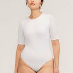 Everlane  Womens The Short-Sleeve Crew Neck Bodysuit White Thong XS Photo 0