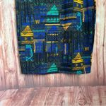 LuLaRoe  Julia Blue Geometric Print Elbow Sleeve Midi Dress Photo 3