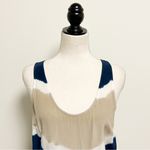 Joie  Silk Tie Dye Sleeveless Scoop Neck Isidora Romper XS Ivory Beige Navy FLAWS Photo 3