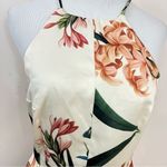 Lulus Lulu’’s Sunny Centerpiece Cream Floral Fit and Flare Satin Mini Dress S Photo 3