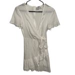 Princess Polly  White Wrap Dress Ruffle Hem Short Sleeve‎ Casual Size US 10 Photo 1