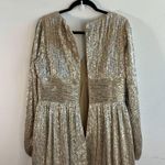 Aidan Mattox Dress Gold V-Neck Long Blouson Sleeve Tea Length A-Line Sz 12 NWT Photo 12