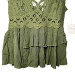 Free People NWT Free People Adella Lace Peplum Cami Green Boho Festival Bridal Top Small Photo 7