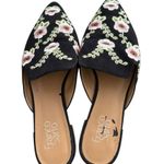 Franco Sarto Black and Pink Embroidered Mules Size 9.5 Photo 0