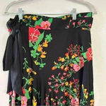 CAbi  Drama Skirt Black Floral‎ Print Black Wrap Midi Style Size Medium Womens Photo 4