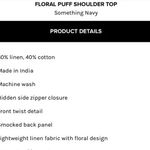 Something Navy NWOT ~ MEDIUM ~ Floral Puff Shoulder Top in Orange Combo Crop NEW Photo 0