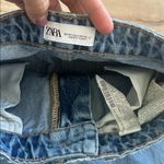 ZARA  High Rise Full Length Jeans Wide Leg Straight Distressed Ripped Knee Sz 2 Photo 5