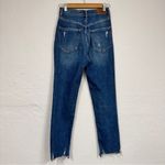 EXPRESS  Blue Super High Rise Distressed Slim Ankle Jeans Womens 2 Raw Hem Denim Photo 7