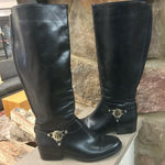 Tommy Hilfiger Boots Elegant Black Over the Knee Boots with Gold Accent 7M Photo 0