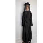 1900 Edwardian Black Mourning Dress Set w/ Brooch, Hat & Underskirt XS Photo 2