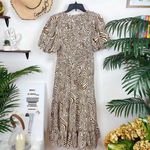 Moon River  Smocked Puff Sleeve Midi Dress Photo 4