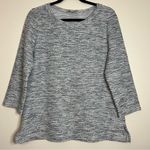 Loft  Outlet Marled Knit Tunic Blue‎ Gray White Textured Pullover Top Size M Photo 0