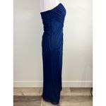 XScape Elegant Navy Blue Strapless Ruched Gown Embellished Waist Long Formal Evening Photo 12