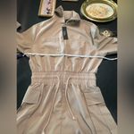 LuLu’s Versatile Energy Khaki Mock Neck Long Sleeve Utility Mini Dress M NWT Tan Size M Photo 9