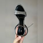 ZARA  Women’s NWOB Silver Glitter‎ Ankle Strap Block Heels Size 7.5 (38) Photo 12