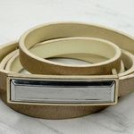 Skinny Reversible Metallic Belt Size Medium M Large L Womens Gold Photo 0