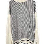 Apt. 9 CREAM WITH BLACK STRIPES ON FRONT SOFT OVERSIZE FIT LARGE Photo 0