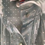 Vintage Discovery seafoam polkadot oversized robe dress 8* Blue Photo 11