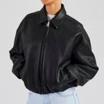Cernucci Oversized Collared PU Bomber Black XS NWT Photo 1