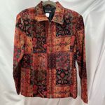 Ellen‎ Fig Womens Medium Multi Color Floral Full Zip Lined Beaded Blazer Jacket Orange Photo 1