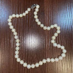 Vintage T 925 Signed White Faux Pearl Strand‎ Necklace 18" Long Photo 0