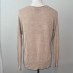 Loft  Lace Up V-Neck Beige Knit Long Sleeve Sweater Women's Small Photo 6