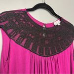 Miguelina Chantal Lace Collar Keyhole Back Midi Cocktail Dress Fushia Size L Pink Size L Photo 3
