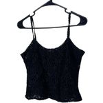 Free People Tryse Black Lace Spaghetti Straps Cropped Camisole Top M Photo 0