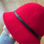 Betmar Women’s Valerina Red Wool Hat with Black Leather Bow Photo 5