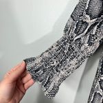 Rebecca Taylor Snakeskin Printed Tie V-Neck Long Ruched Sleeve Dress Size 6 Photo 1