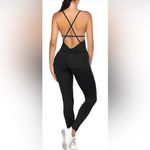 COOrun Women's Yoga Jumpsuit Backless Romper Sleeveless Gym Bodysuit Large Black Photo 1
