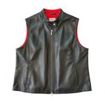 Pendleton Black Genuine Leather Vest Red Fleece Lined Full Zip One Size Photo 7