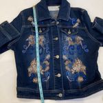 La Bellum Hillary Scott Women’s Jean Jacket Embellished Embroidered EUC Sz S Blue Photo 10