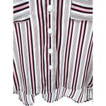 Free People Mad About You Stripe Button Up Blouse Shirt Top M Burgundy Ivory Photo 4