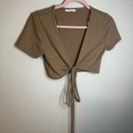 Timing Tan Tie-Front Crop Top Photo 1