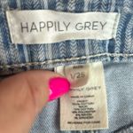 Happily Grey Denim Striped Shorts Super High Rise Wedge Button Fly  1/25 NWT Photo 6