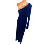 One Shoulder Velvet Ruched Evening Party Dress S royal blue formal going out Photo 5