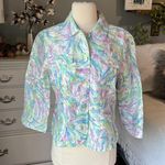 Ruby Rd  Blouse Blazer Lightweight Sheer Jacket Floral Womens 10P Pastel Grandma Photo 0