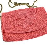 Anthropologie  Beaded handbag clutch cross body floral pink new Photo 0