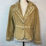 Misha Y2K Vintage Tan Corduroy Floral Embroidered Sequin Blazer Jacket Size XL Photo 0