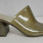 Jeffrey Campbell Petra Women Sandals Size 7 Gold Jelly Glitter Chunky Block Heel Photo 0